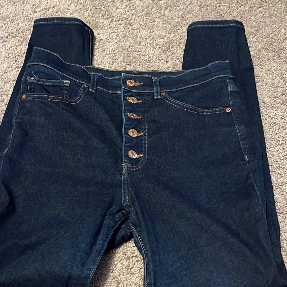 Express Blue Skinny Jeans High-Waisted